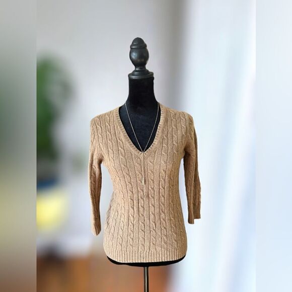 J Crew Merino Wool Cableknit V-Neck Sweater Size S - Picture 9 of 14
